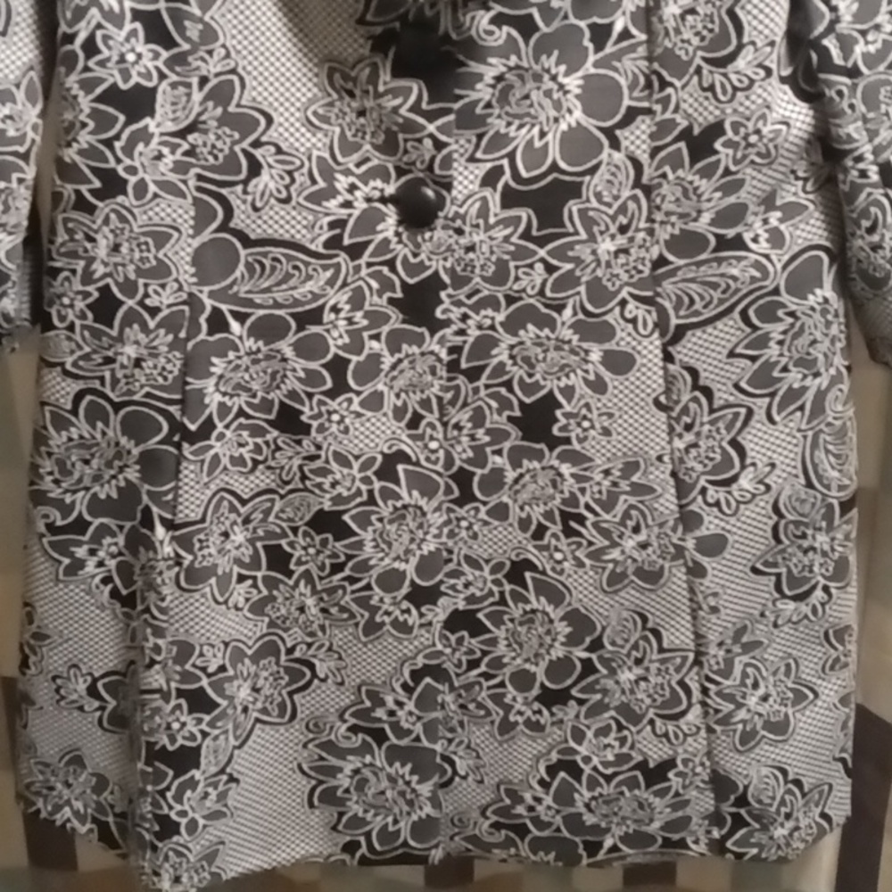 FINAL PRICE NYGARD black multi-colored 3/4 sleeve floral mesh print jacket 16 - Picture 8 of 12